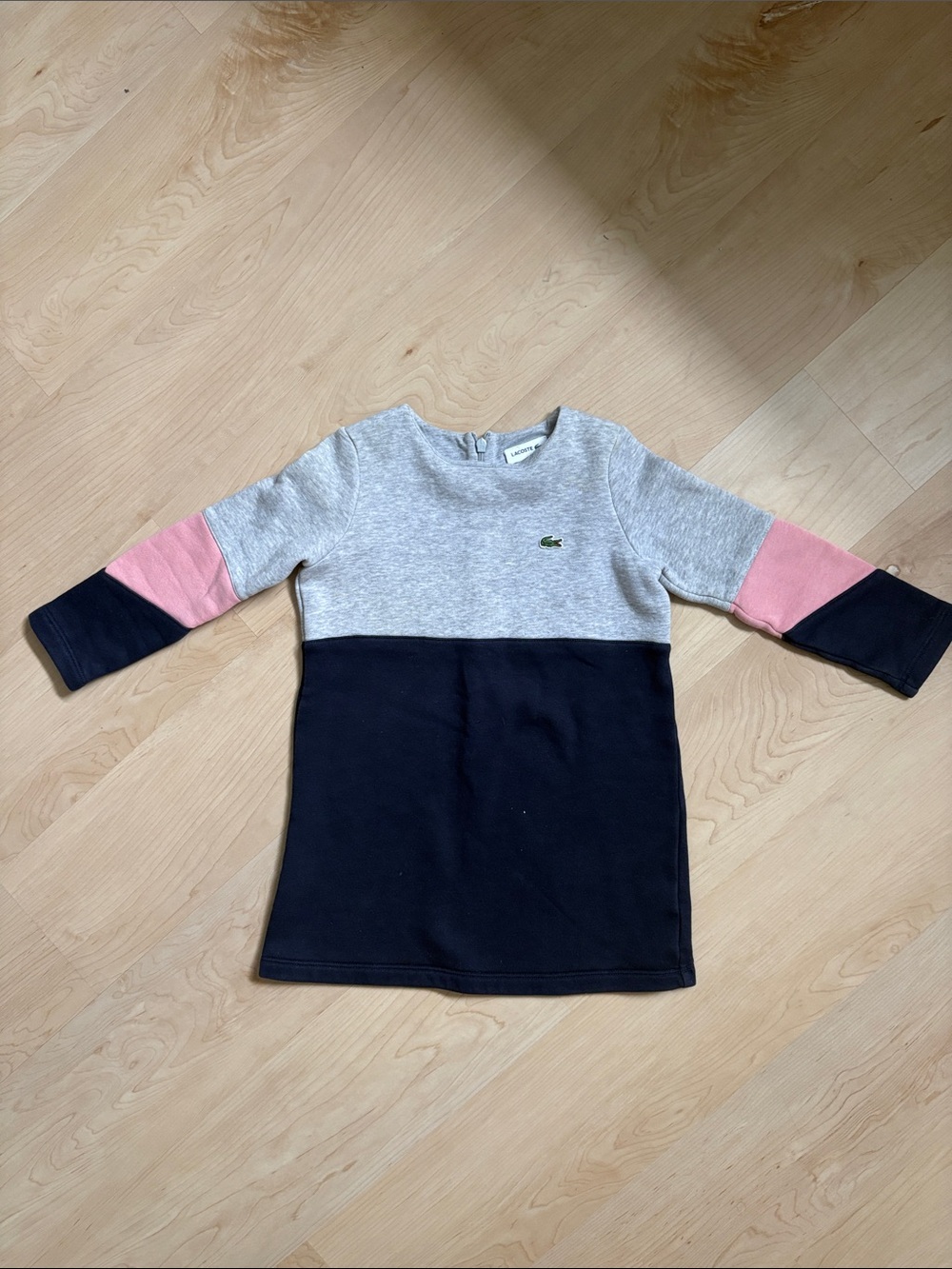 Lacoste Gray, Navy & Pink Colorblock Crewneck Dress Size 5